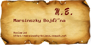 Marsinszky Bojána névjegykártya